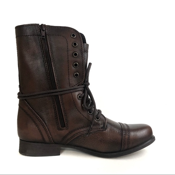Steve Madden Brown Leather Troopa Combat Boots Sz 8.5 - Picture 5 of 8
